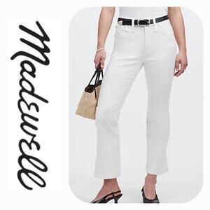 NWT Madewell Petite Kick Out Crop Mid-Rise Ankle Jeans Sz. 28Px26 Pure White